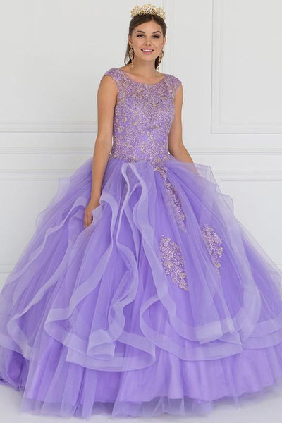 Tulle Embroidered Ball Gown Dress with Bolero.