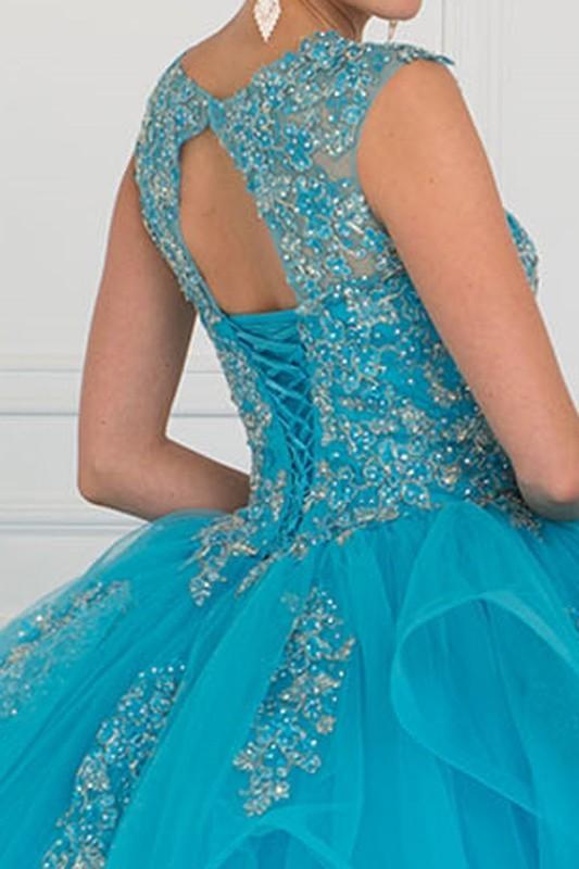 Tulle Embroidered Ball Gown Dress with Bolero.