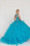 Tulle Embroidered Ball Gown Dress with Bolero.