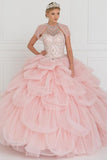 15 Anos Dress Tulle Halter Ball Gown with Beads and Jewels