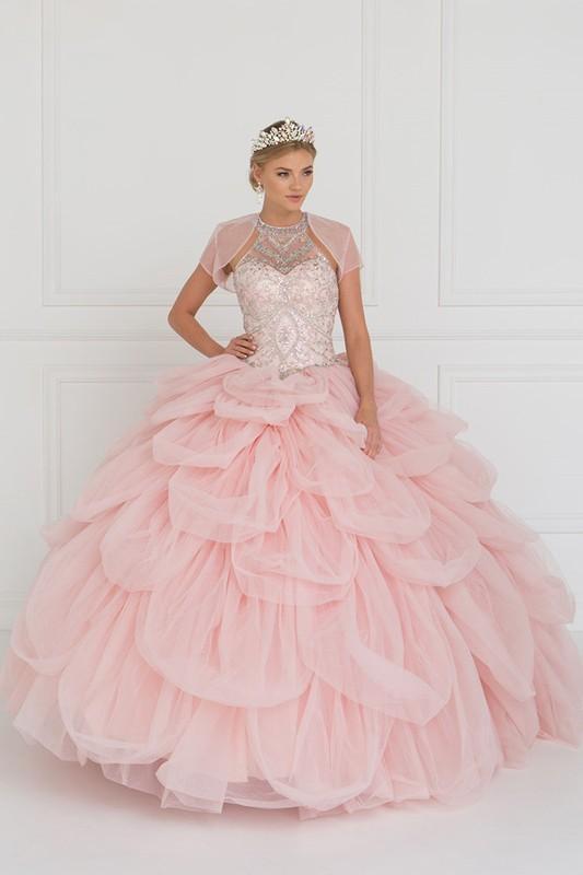 15 Anos Dress Tulle Halter Ball Gown with Beads and Jewels