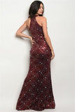 BURGUNDY WITH SEQUINS DRESS