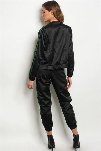 BLACK GREEN JACKET & PANTS SET