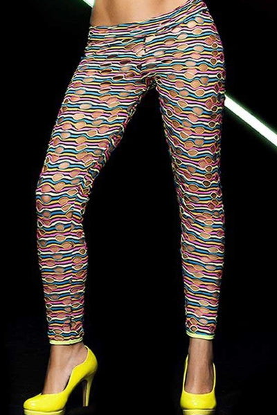 colombian Striped Neon Holey Leggings